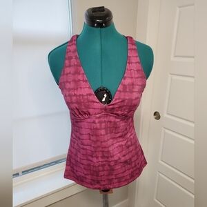 ATHLETA PLUNGE PRINTED TANKINI TOP BATHING SUIT SWIMWEAR WOMEN LARGE